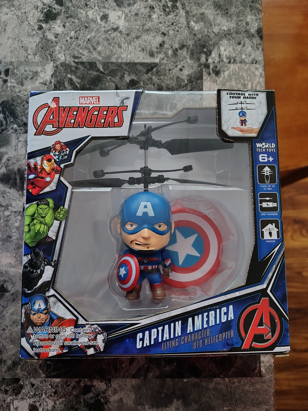 Marvel Captain America Flying Figure Toy - Blue, Red, White